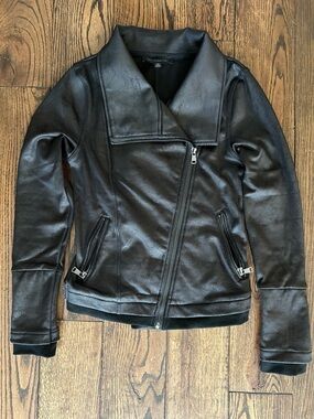 Dance & Marvel Black Asymmetrical Zipper Faux Suede Leather Jacket